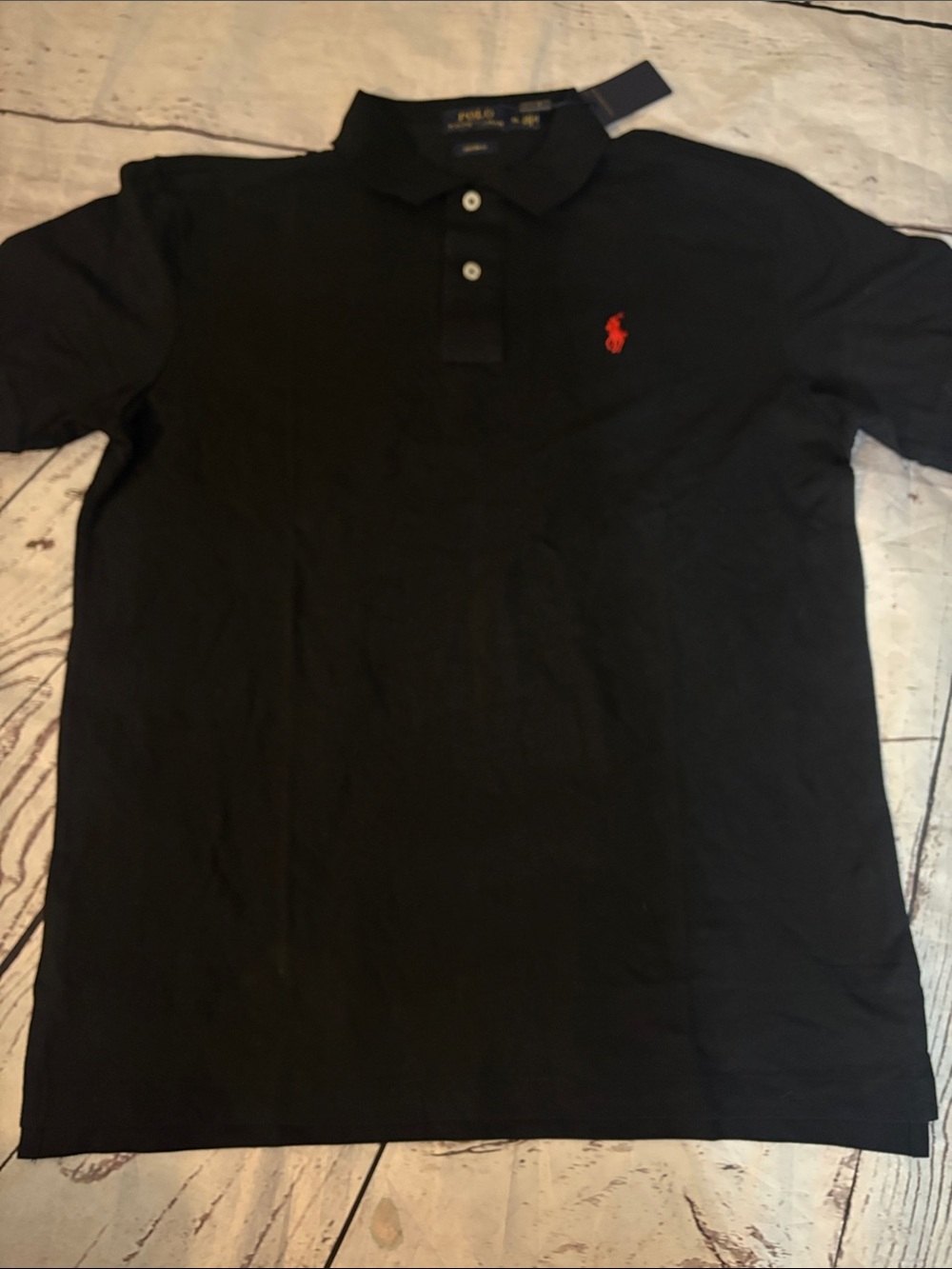 Ralph Lauren Black Polo with Red Pony Embroidery Mens XL